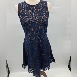 Banana Republic Women’s Petite Collection Tan/ Blue Lace Dress